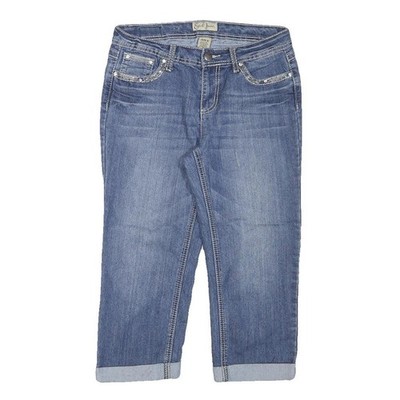 EARL JEAN Damen Jeans blau Freizeit Shorts M W29 verzierte Taschen Bündchen Saum