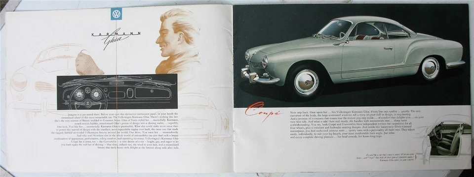 VOLKSWAGEN Karmann Ghia Car Sales Brochure c1960 #151 150 29 - Image 2 of 4
