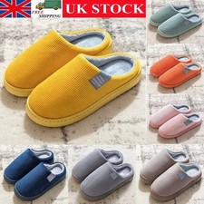 Ladies Slippers Mens Womens Warm Fur Lined Winter Warm Mules Shoes House Size UK