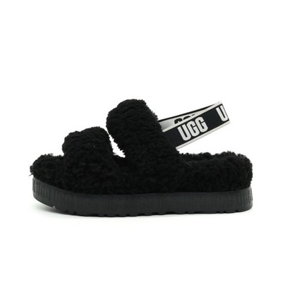 UGG Damen Fluff Yeah Slide sandalen schwarz plüschig, plateausandalen EU 40