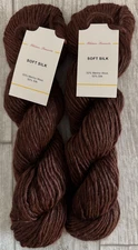 Two Hank - Filatura Lanarota Soft Silk and Merino Wool Color # 1023 Brown NEW