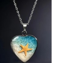 Starfish beach  necklace  stainless steel