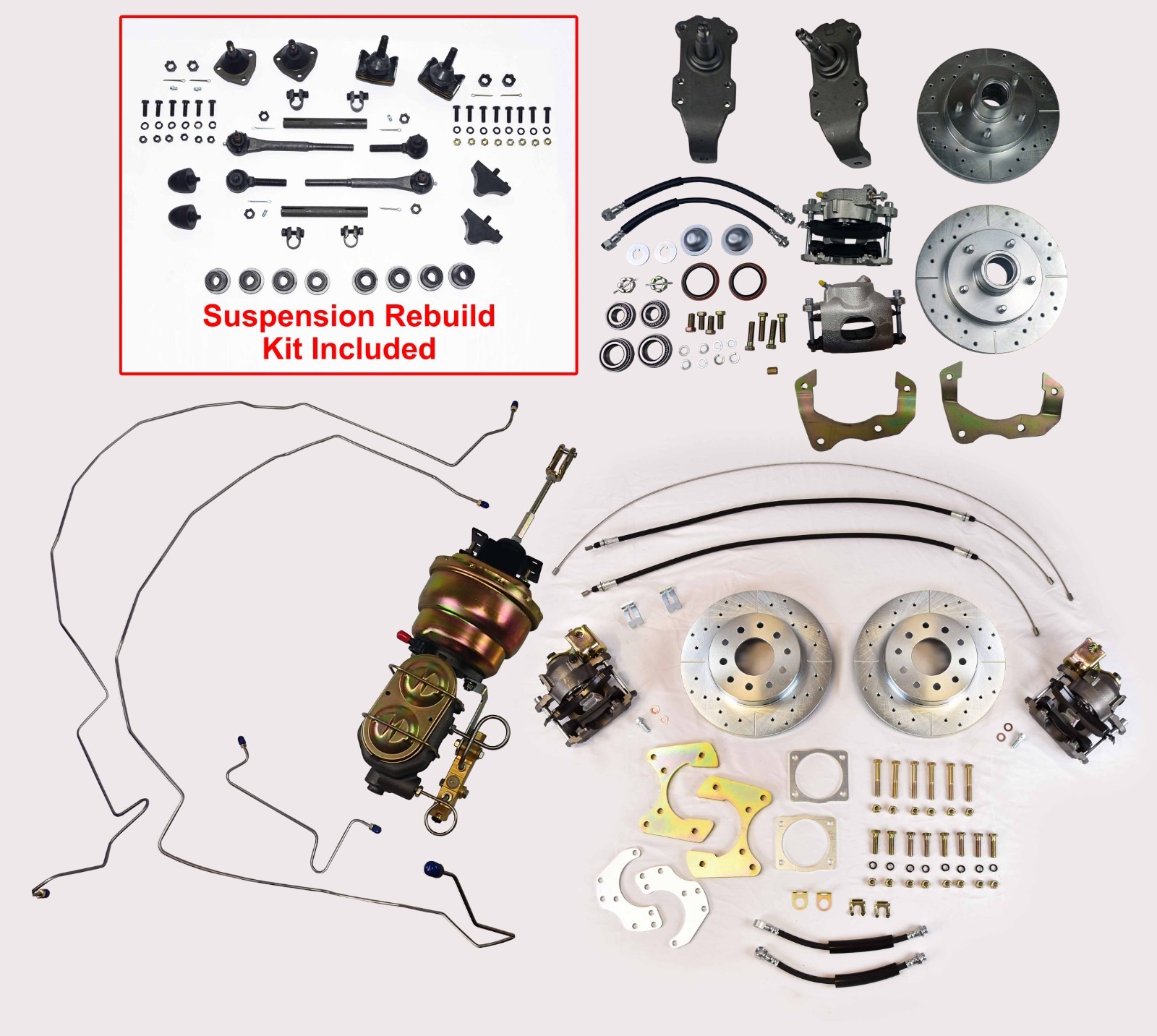 1955-1957 Chevrolet 4 wheel disc brake conversion 2" drop spindle suspension kit