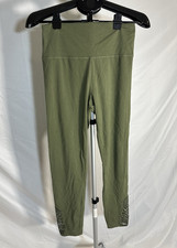 Aerie Chill. Play. Move. Ankle Leggings Green Embroidered Women's Size L