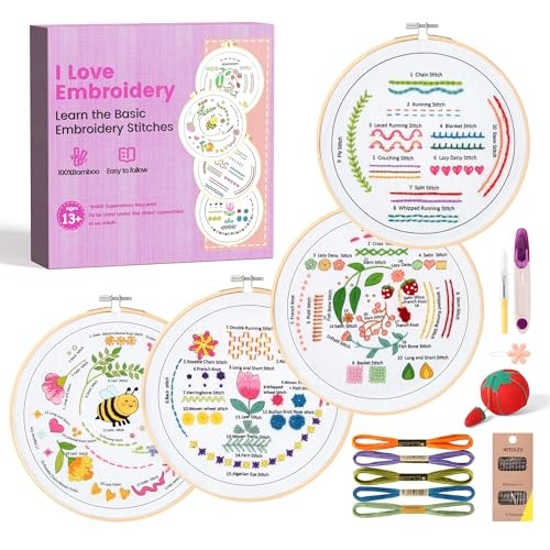 Kit Broderie Débutant Idée Cadeau Créatif Idéal pour Adolescents et Adultes
