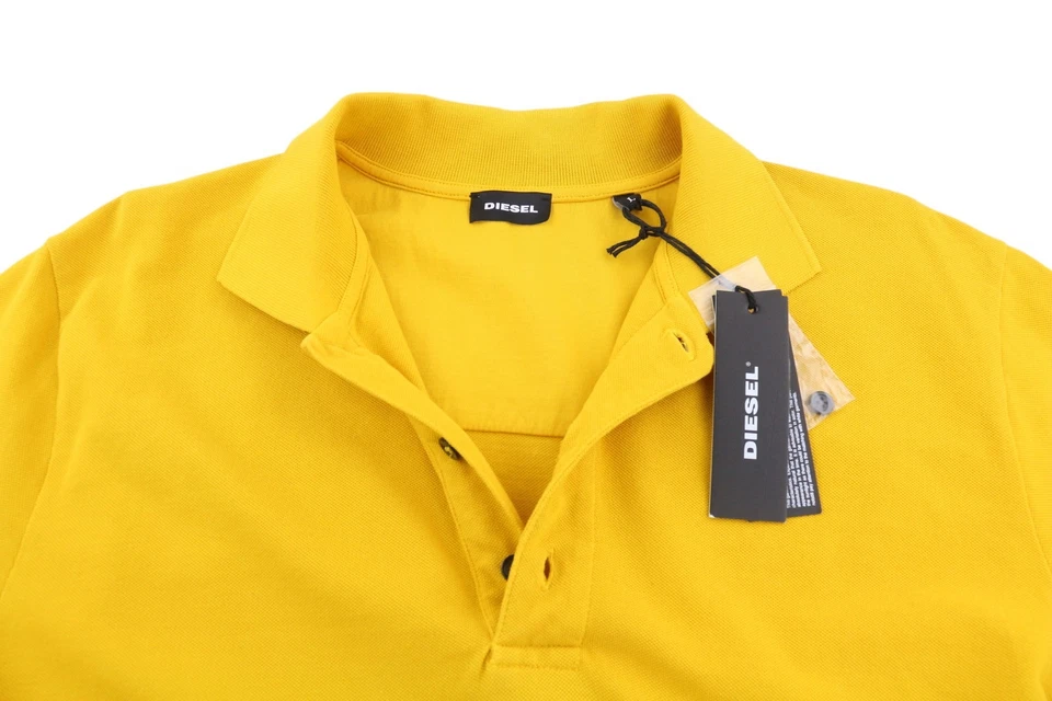 Diesel T-Shirt-Worky Hombre Camiseta L Amarillo Manga Corta Polo Medio Botón I - Imagen 4 de 4
