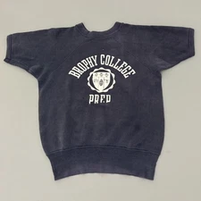 Vintage 60s Brophy College Prep Sweatshirt All Cotton Navy Blue Raglan Size Med