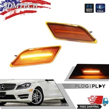 Front Fender LED Side Marker Lights Amber For 2012-2014 Benz W204 C250 C300 C350