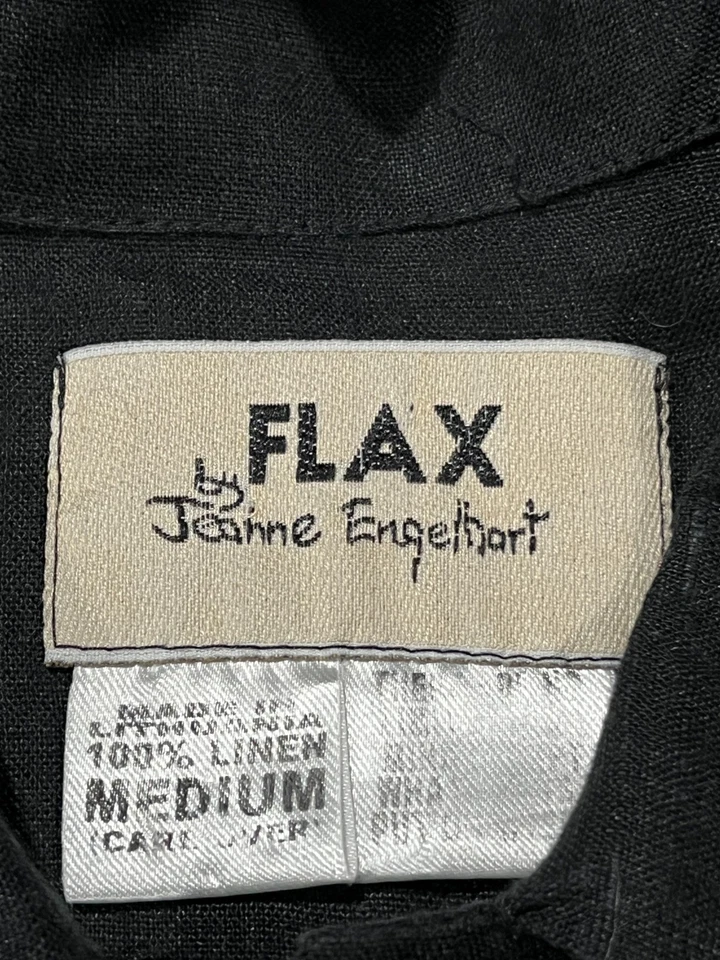 Flax Jeanne Engelhart Shirt Mens Medium Black Linen Button Up Long Sleeve Casual - Image 3 of 4