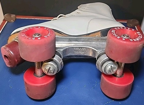 Vintage Roller Derby Size 6 Women's White Roller Skates Roller Derby Wheels - Picture 7 of 17