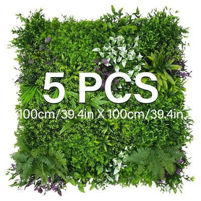 Indoor/Outdoor Artificial Flower Wall Panels - Realistic Plants, 5 Pack