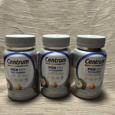 Lot Of 3 Centrum Men 50+ Multigummies 38 Ct Each Multivitamin Gummies Exp 3/26