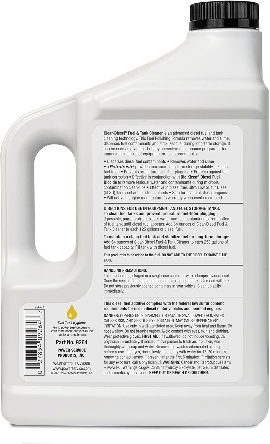Power Service 9264-06 64 oz Clear Diesel Fuel & Tank Cleaner Stabilizer