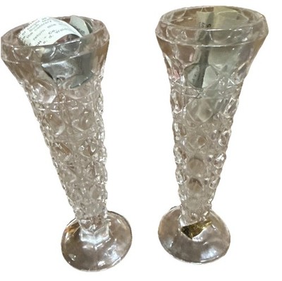 Tritschler Winterhalder Lead Crystal Bud Vases Pair 24% PbO West Germany Vintage