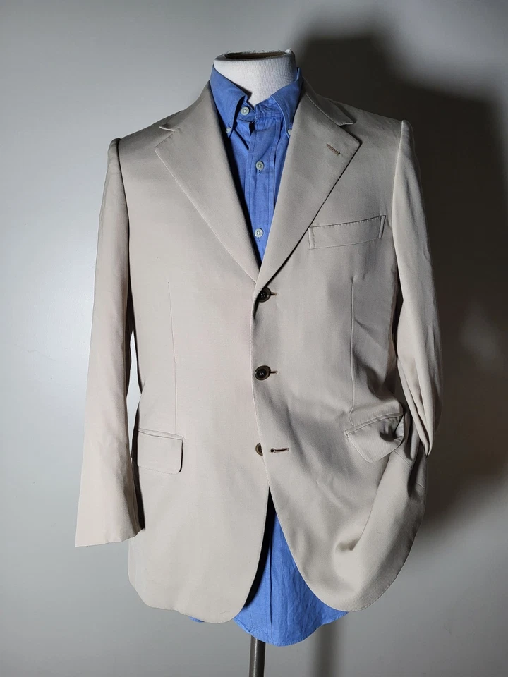 Chaqueta Blazer Abrigo Deportivo Brioni 38S Marrón Tostado Lana Texturizada Cirujano Lona Completa Foto 3 de 4