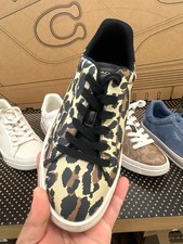 NEW Coach Woman's High Line Sneaker With Leopard Print CCV98 Black US 9