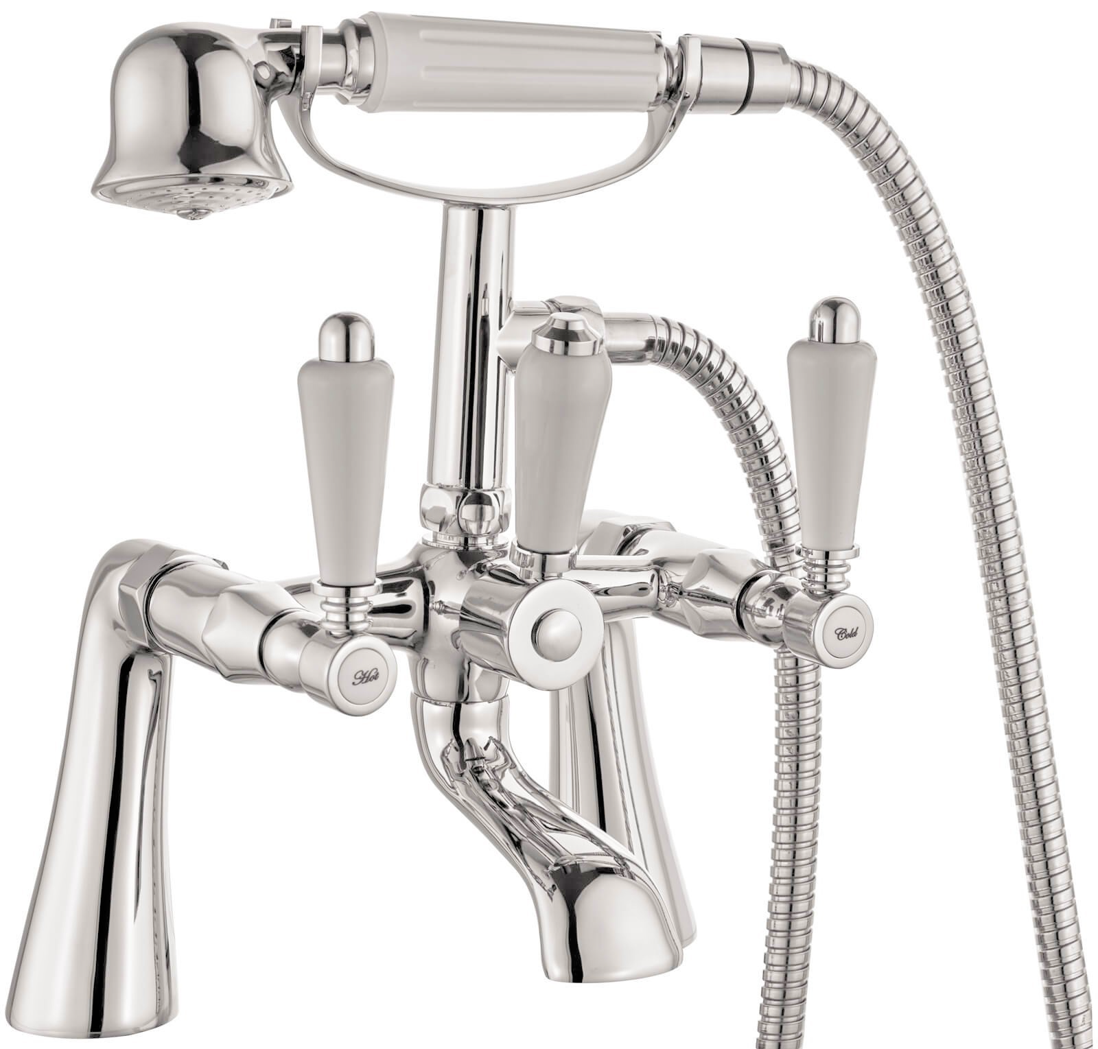TreMercati Victoria Bianco Bath Mixer Tap with Shower Handse TM1505