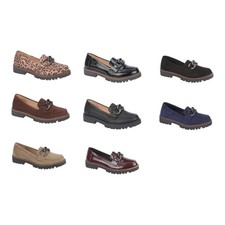 Jo & Joe Womens Loafers Chunky Chain Trim Faux Leather Sole Shoes Size UK 4-8