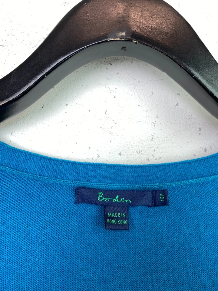 Boden Teal Navy Colourblock Cashmere Blend Midi Dress Scoop Neck UK 18R - Image 4 of 4