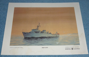 Vtg General Electric Undersea Electronics Program Art Print MSH Class Navy Ship