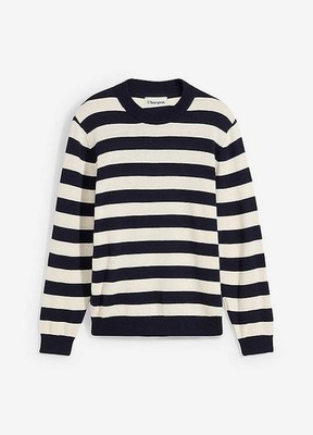 Neu Feinstrickpullover Gr. 128/134 Dunkelblau Wollweiß Jungen-Pullover Pulli