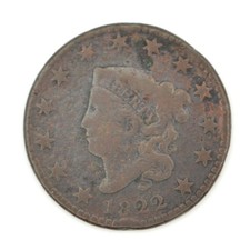 1822 Coronet Matron Head Large Cent 1C Ungraded Circulated US Copper Type Coin