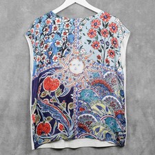 ESCADA Sun Celestial Floral Paisley Graphic Print Top Art To Wear Sz M
