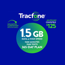 TracFone 1-Year service - 1500mins / 1500 Txts / 1.5GB Data SIM only 