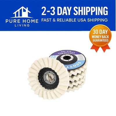 5-Pack Felt Flap Discs 4-1/2'' for Ultimate Polishing with Angle Grinders
