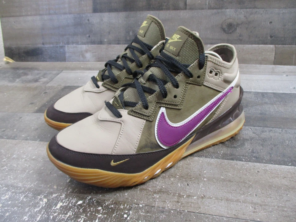 Nike LeBron 18 Low Shoes Mens Size 10 Olive Purple Air Max Viotech CW3153-200 - Image 4 of 4