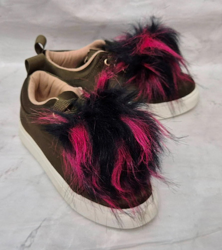 Mini Miss KG Kinder Mädchen schöne pomtastische khaki Satin Sneaker Schuhe UVP 79£ - Bild 3 von 8
