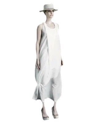 Lui Hon  '' Euro''  White Silk & cotton adjustable length Dress .