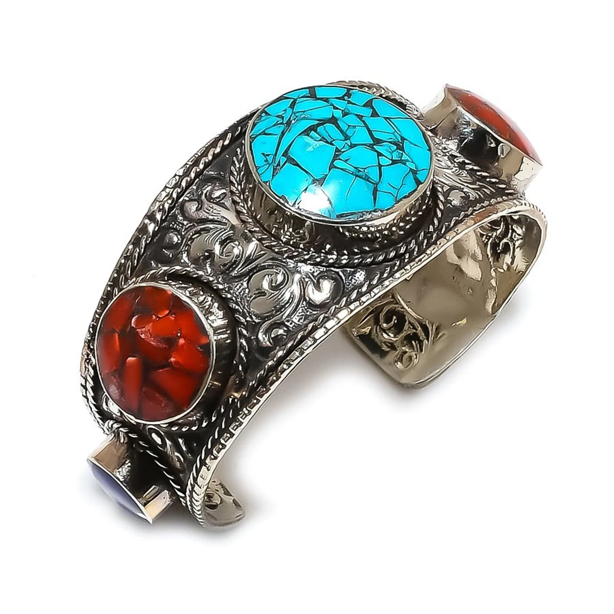 Collier népalais bijou tribal bohème fait main corail rouge népalais 18