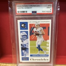 2020 Panini Chronicles #53 Justin Herbert rookie RC card PSA 9Chargers. rookie card picture