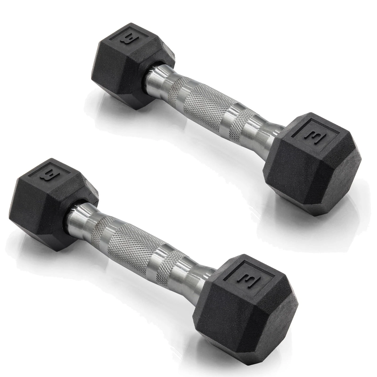 Dumbbell Pair 3 lb Rubber Coated with Chrome Handle