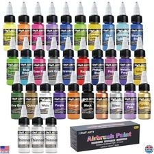 Vibrant 30-Color Airbrush Paint Set with 3 Thinners - Ready-to-Spray Acrylics
