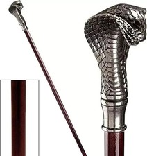 Wooden Walking Stick Silver Cobra Designer Head Brass Handle Cane For Grandparen