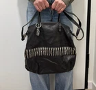A.S.98 Leather Black Bag Metal Chain Charm Avant Garde
