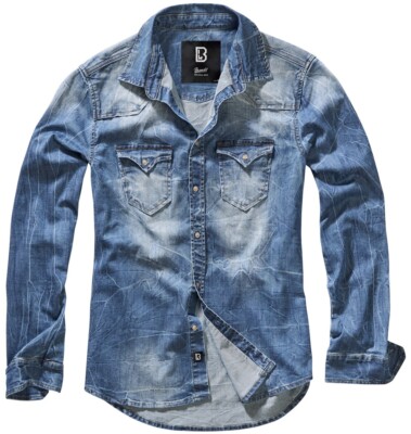 BRANDIT Herren Jeans Hemd Vintage Riley Denim shirt Blue