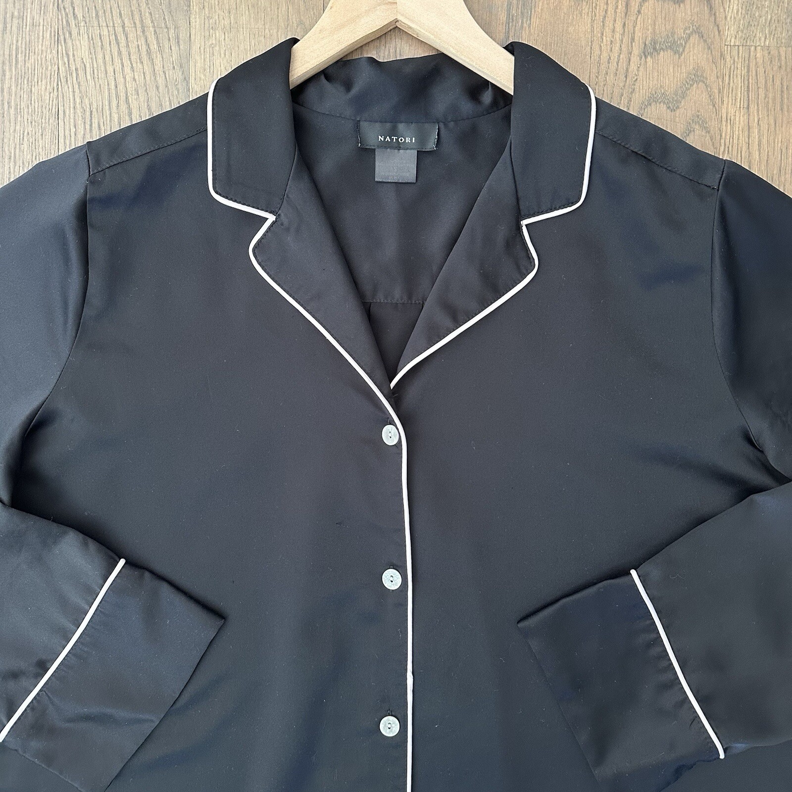 Natori Womens Charm Essentials Solid Button Down … - image 2