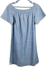 J Crew Off-the-shoulder Dress in Chambray Women Blue Cotton 2