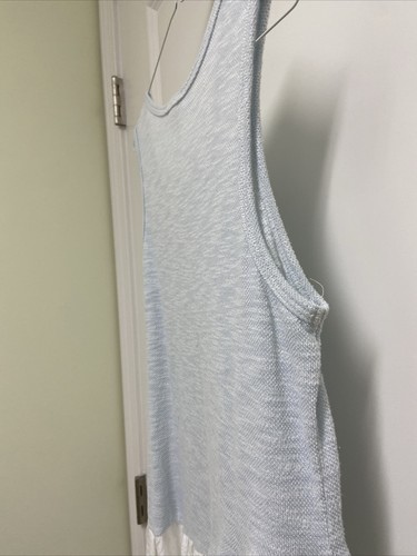 Clu Willoughby Anthropologie Asymmetrical Tank Top Light Blue & White XS - Picture 5 of 10