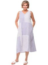 Tulip Clothing Bridgit Womens Dress in Peri Seersucker Stripe