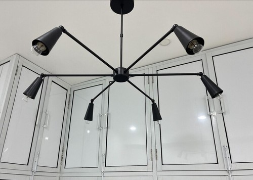 6 Light Matte Black Sputnik Chandelier Modern light Fixture Chandelier Décor.... - Picture 6 of 7