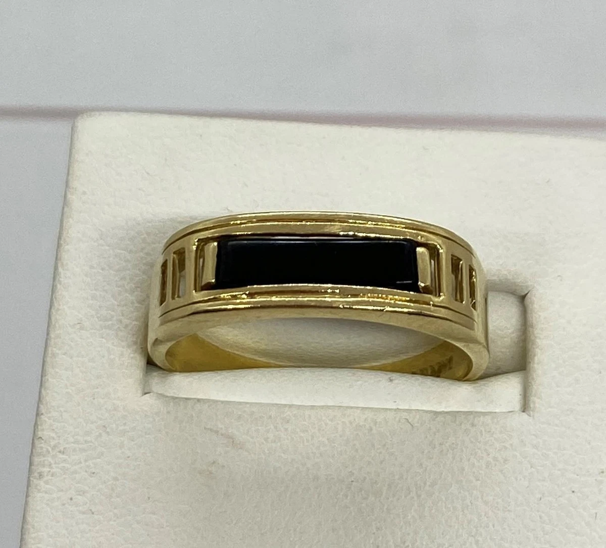 Dason 14k Yellow Gold Black Onyx Bar Ring Size 10.75 R107 eBay