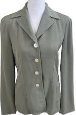 RENFREW Sage Green Ribbed Blazer Jacket With White Stitching  Pockets Women  s 2