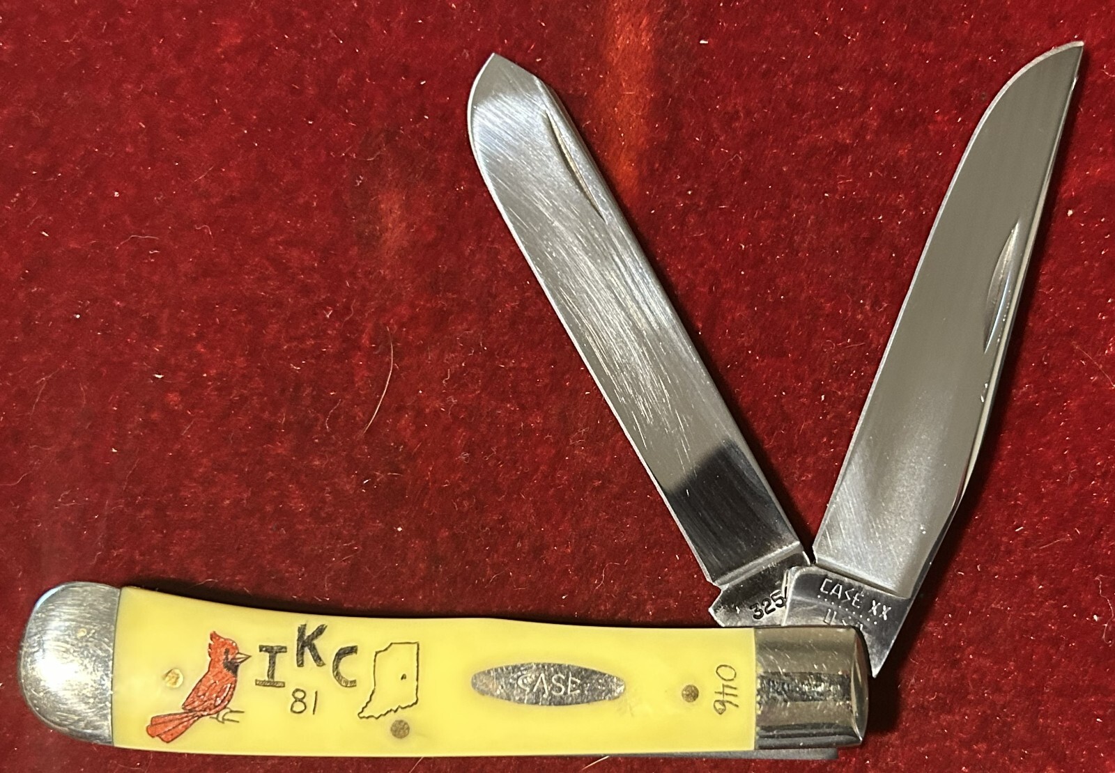 1981 Nine Dot Case 3254 Trapper Two Blade Yellow Delrin Handle Knife Made in USA eBay