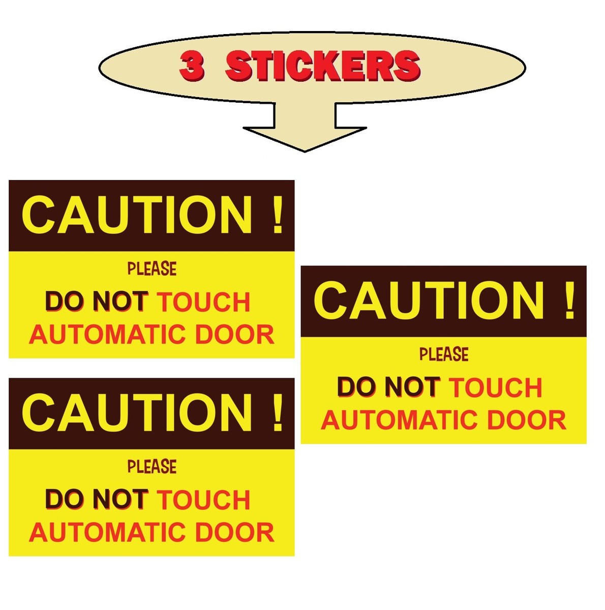 Top Label Caution - Automatic Door Window Sign Stickers For Van,Taxi,Ride Vehile,4x2 Inch,15 Pcs Per Pack Yellow - Foto 5
