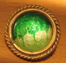 BOUTON ART DECO ancien ÉMAIL bicolore sur PAILLON d'ARGENT  24mm Enameled Button