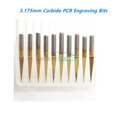 10PCS 3.175mm Carbide PCB Engraving Bits CNC Router Tool  0.1mm V-Shap 10 Degree